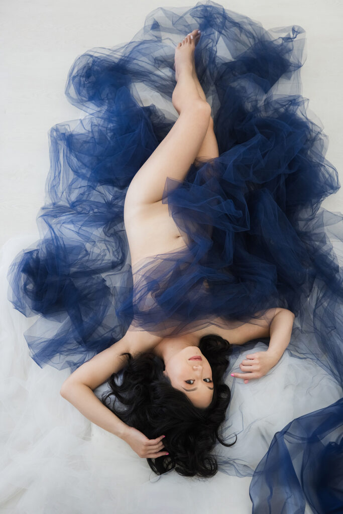 Beautiful boudoir photo of women in elegant lingerie, posed in natural light and studio light.